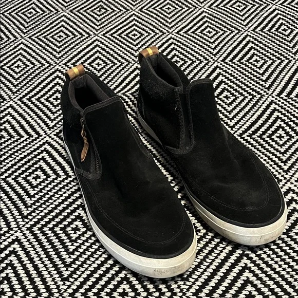 Sperry Black Ankle Boots with Tan Accents - Picture 2 of 8